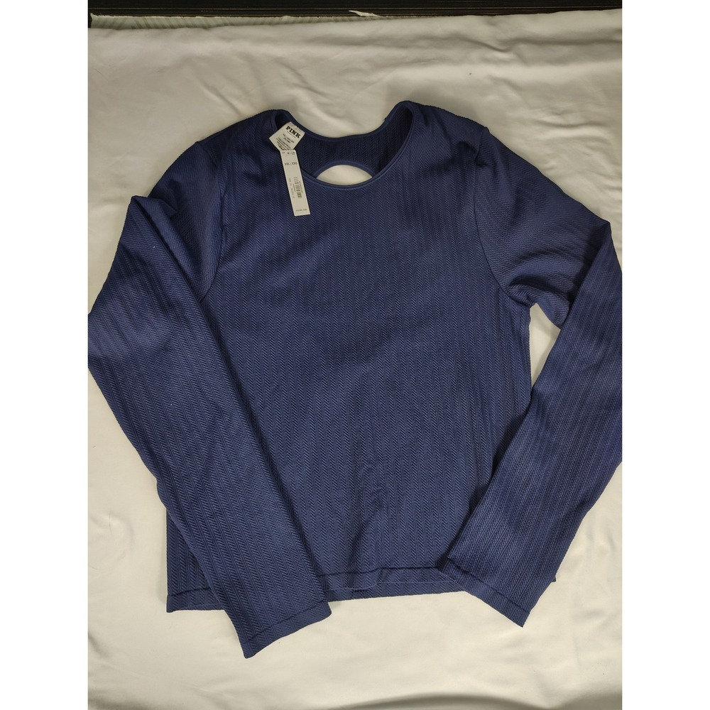 Victorias Secret PINK Open Keyhole Back Long Sleeve Top Navy Blue XXL NEW